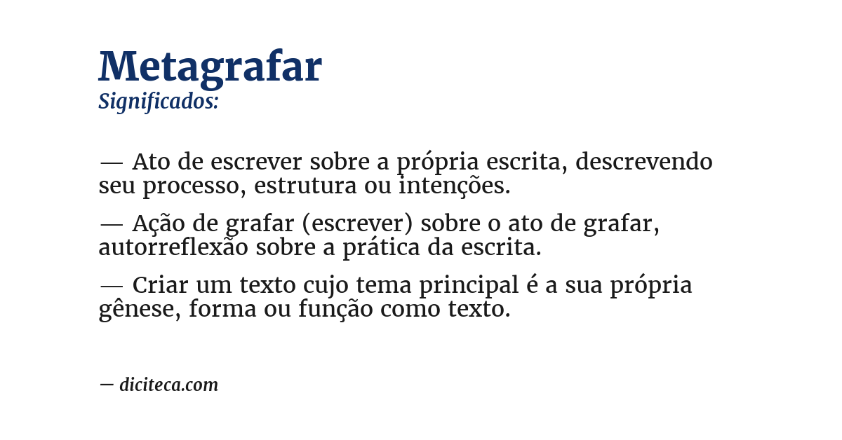Significado de metagrafar