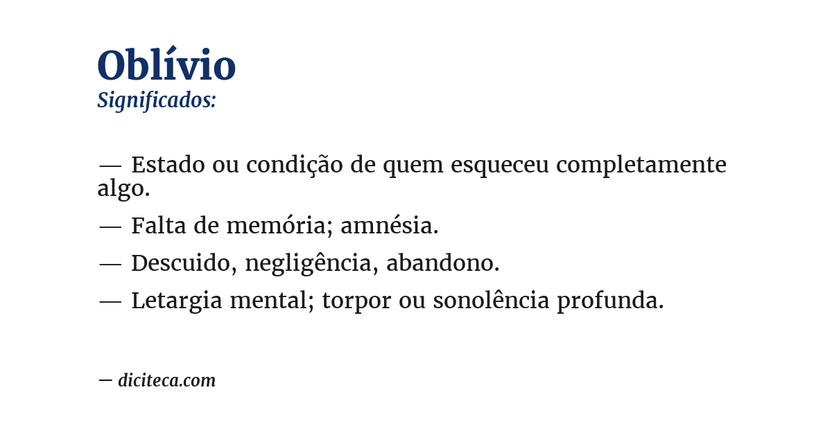 Significado de oblívio