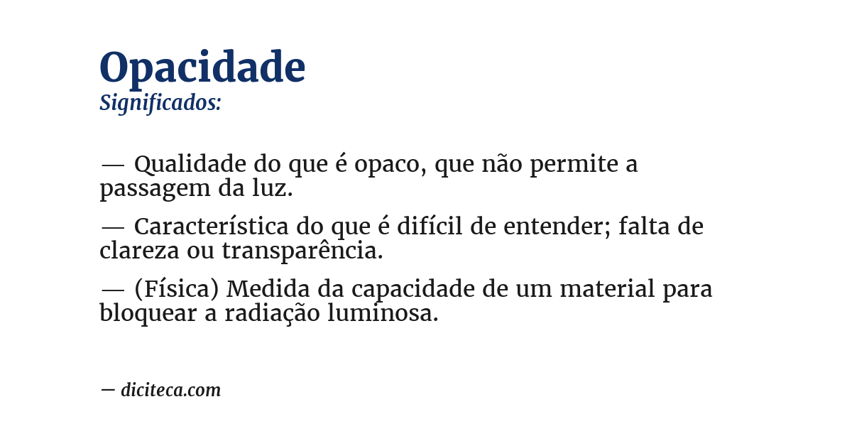 Significado de opacidade
