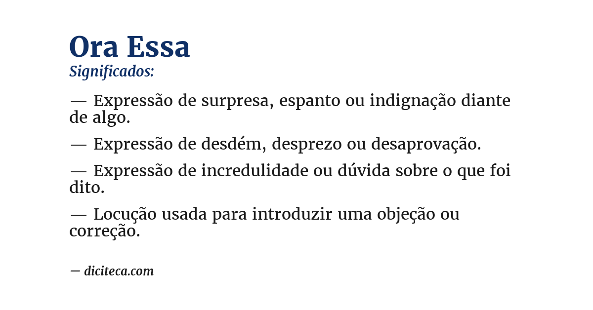 Significado de ora essa