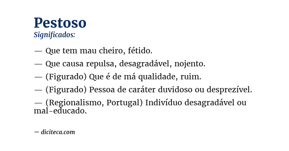 Significado de pestoso