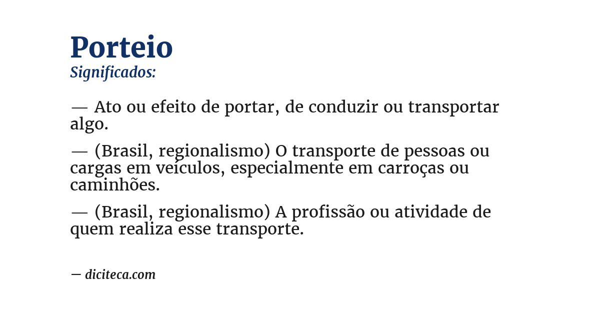 Significado de porteio