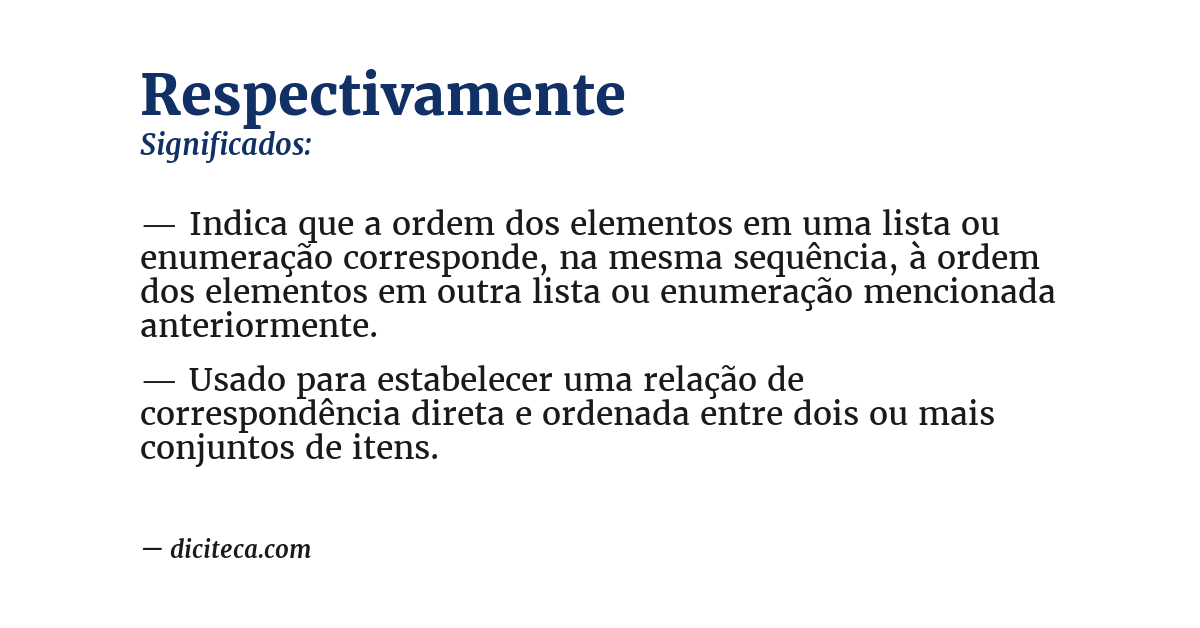 Significado de respectivamente