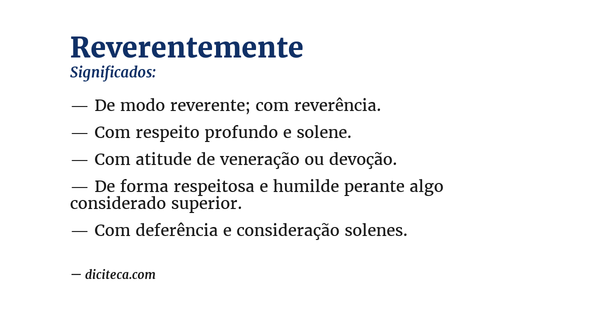 Significado de reverentemente