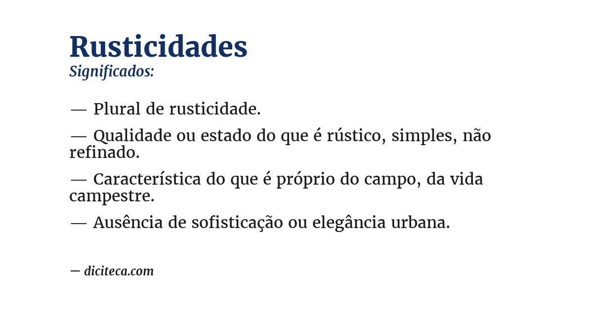 Significado de rusticidades