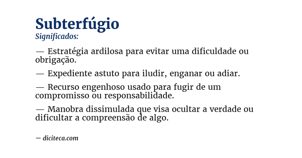 Significado de subterfúgio