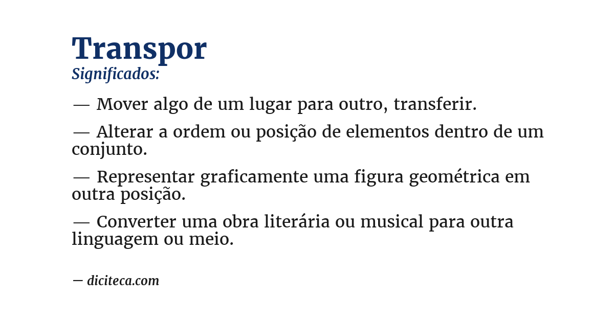 Significado de transpor