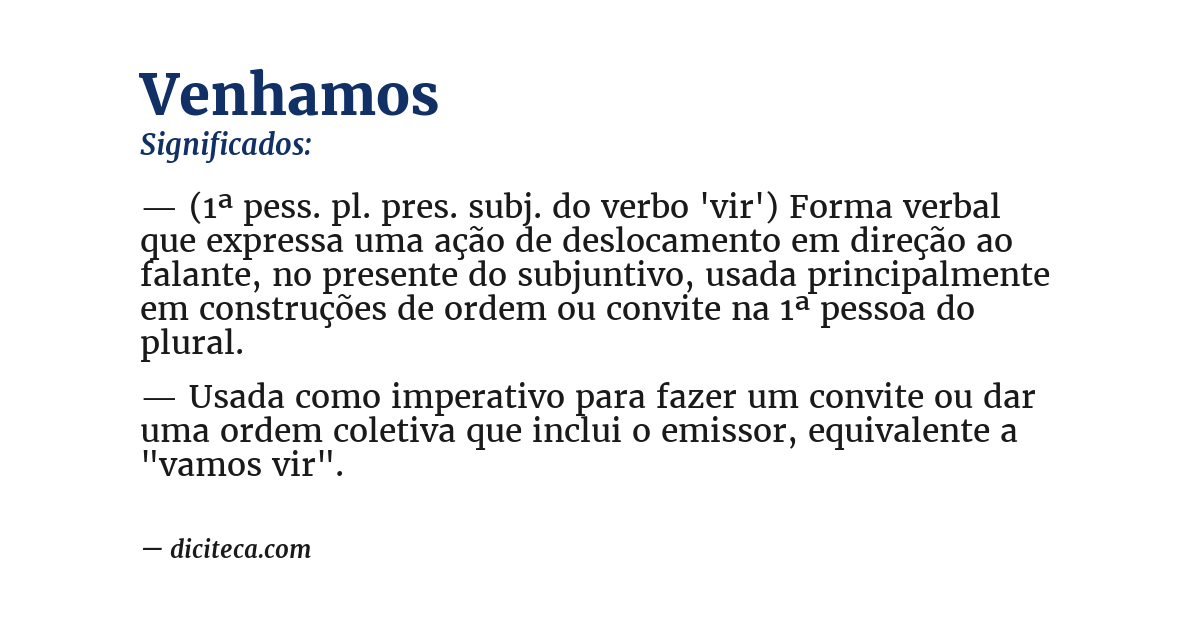 Significado de venhamos