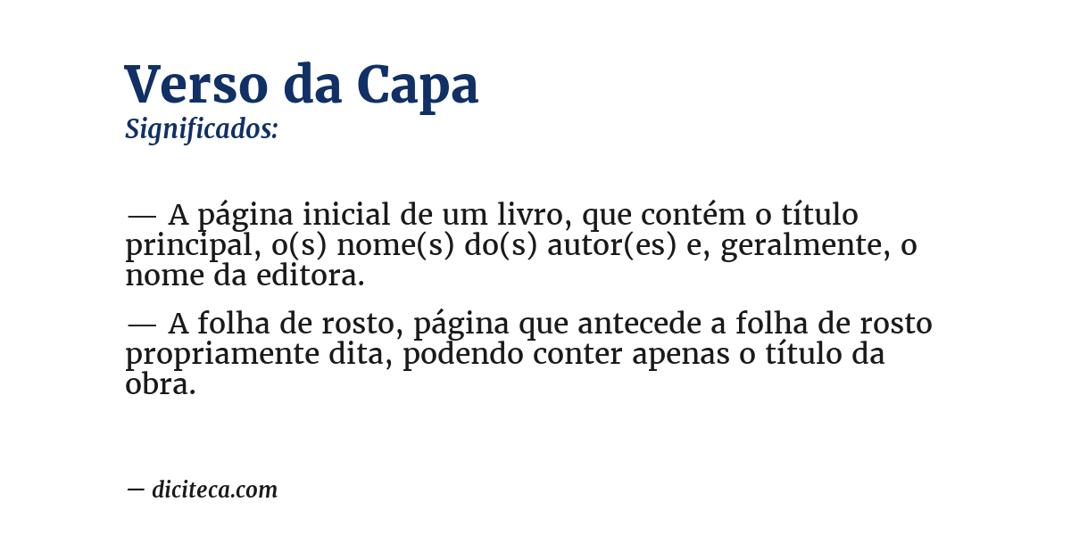 Significado de verso da capa