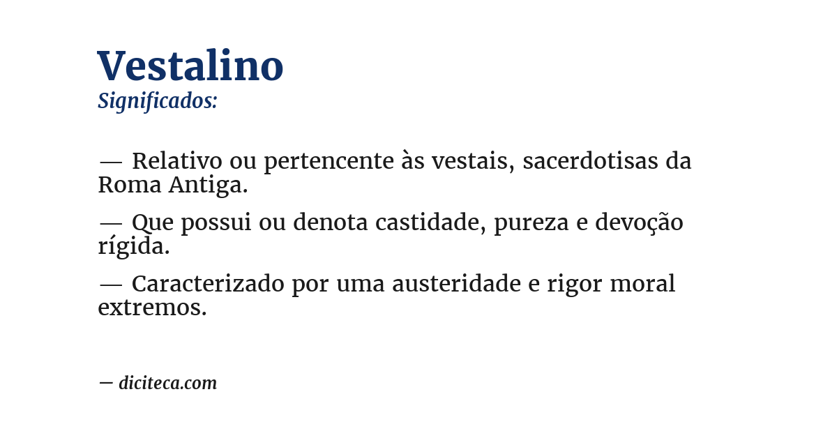 Significado de vestalino