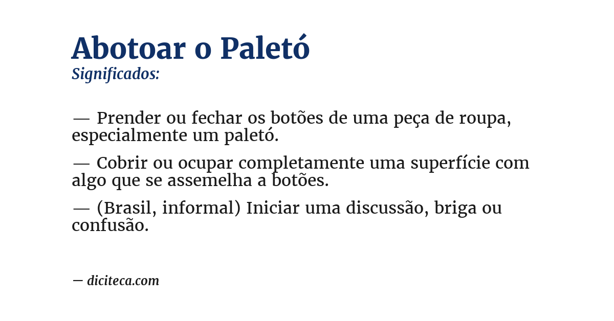 Significado de abotoar o paletó