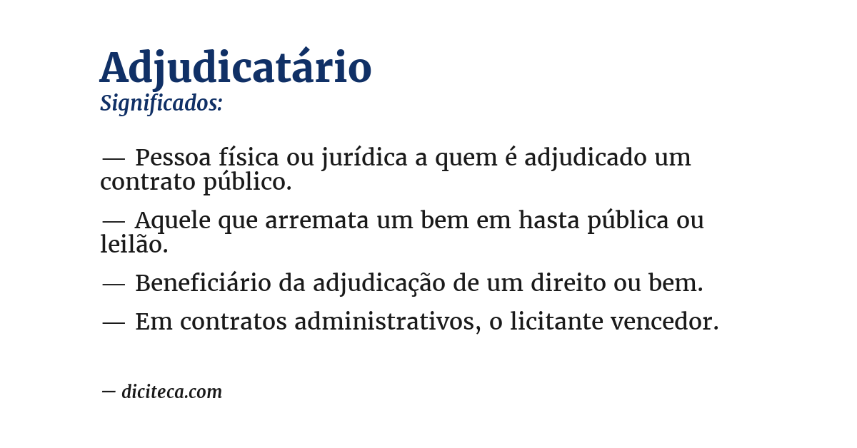 Significado de adjudicatário