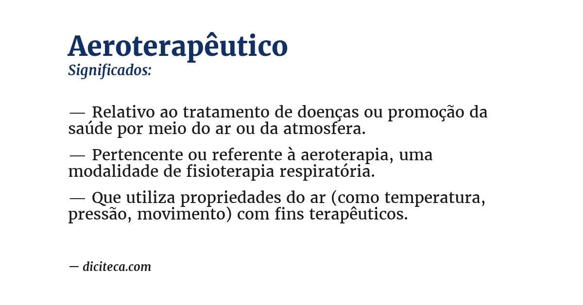 Significado de aeroterapêutico