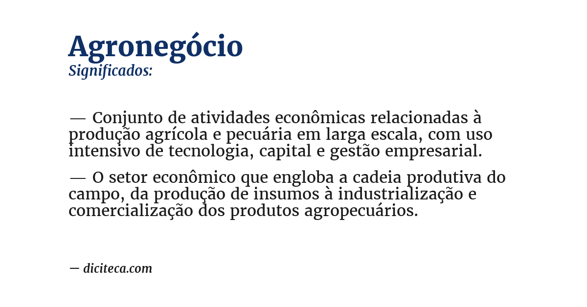 Significado de agronegócio