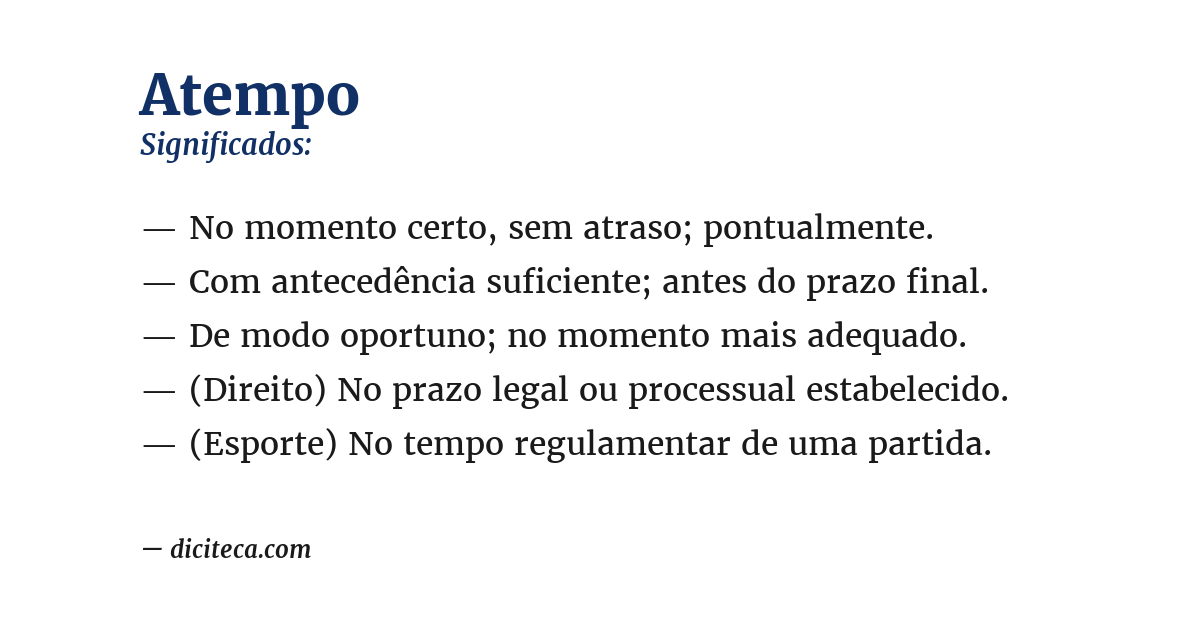Significado de atempo