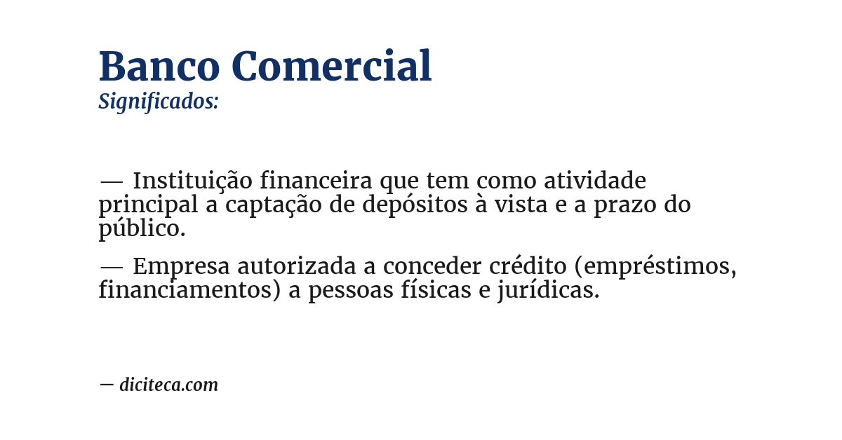Significado de banco comercial