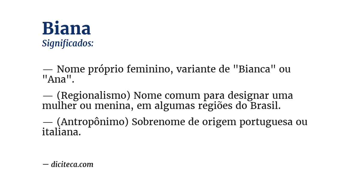 Significado de biana