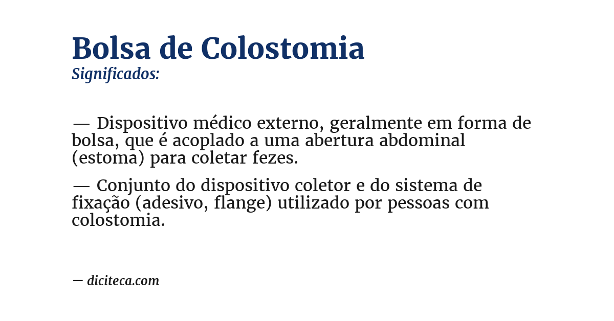 Significado de bolsa de colostomia