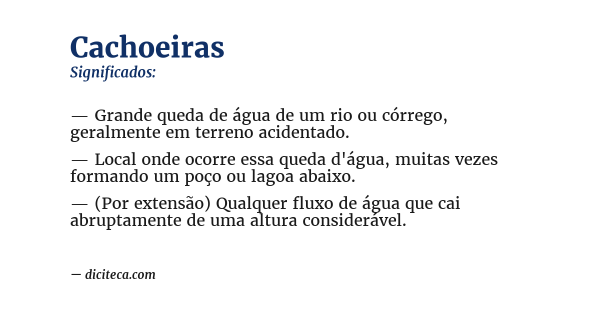 Significado de cachoeiras