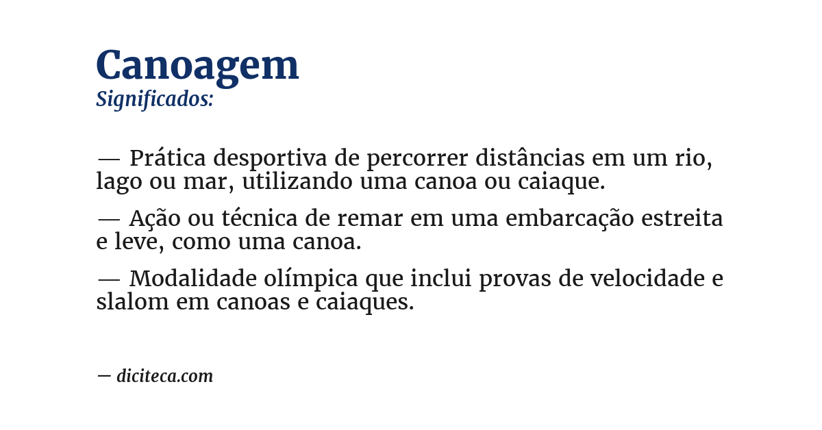Significado de canoagem