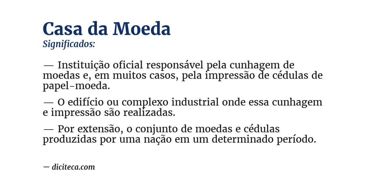 Significado de casa da moeda