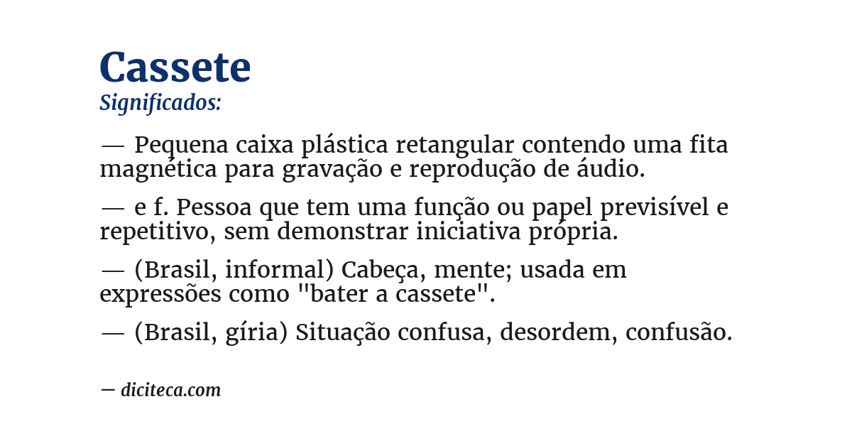 Significado de cassete