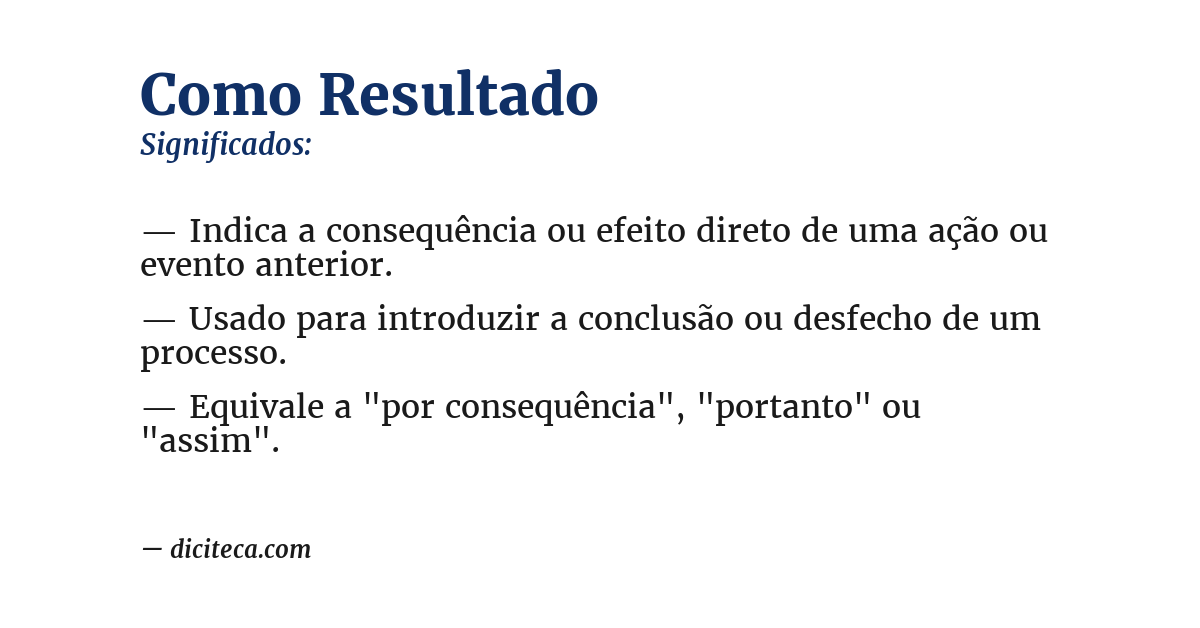 Significado de como resultado
