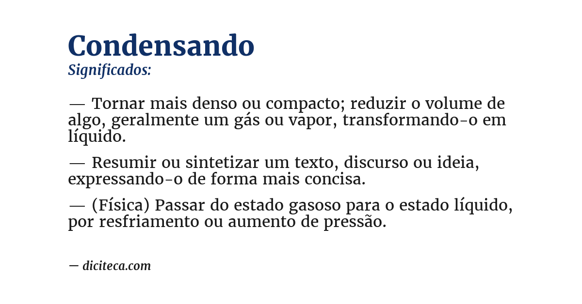 Significado de condensando