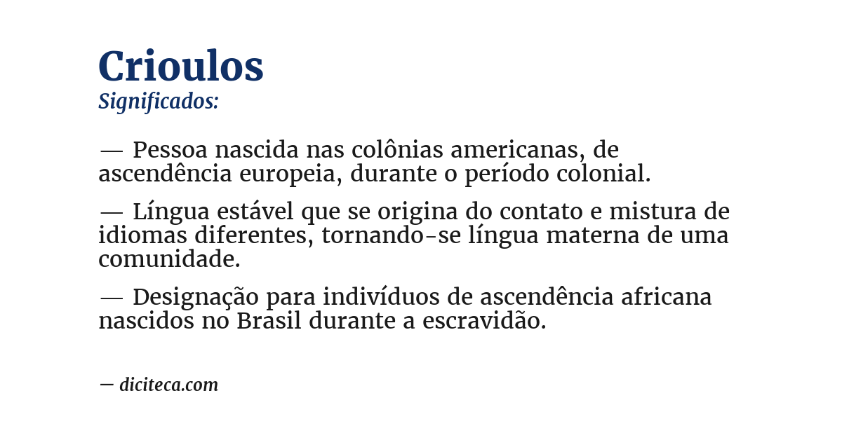 Significado de crioulos