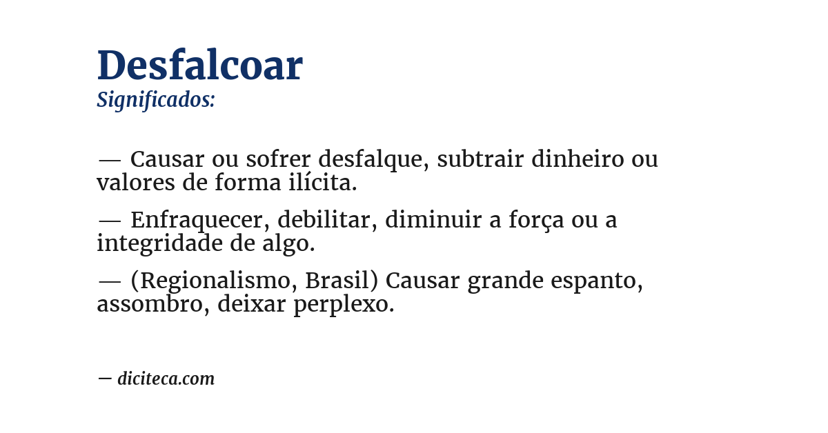 Significado de desfalcoar