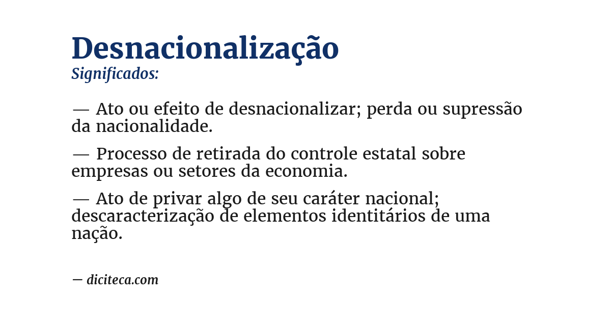 Significado de desnacionalização