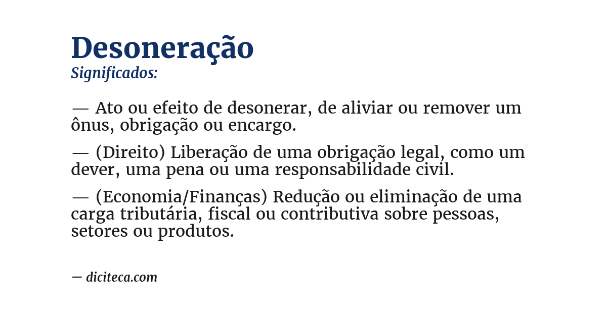 Significado de desoneração