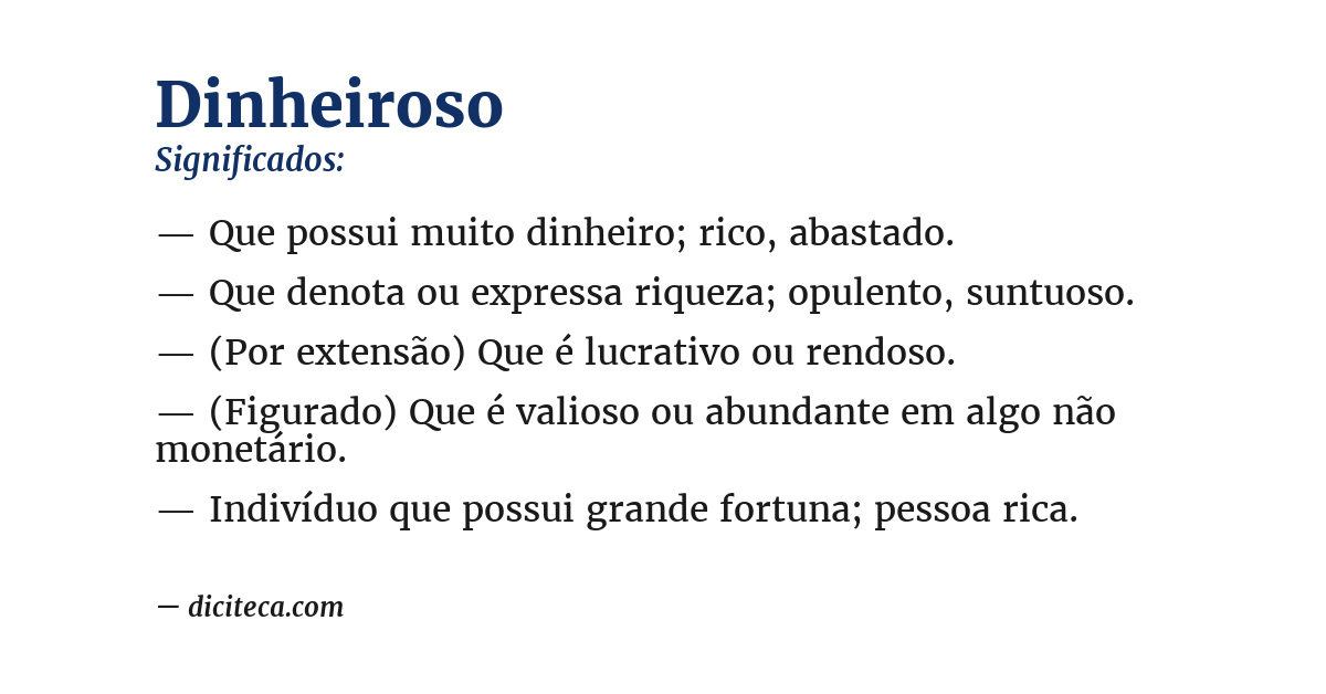 Significado de dinheiroso