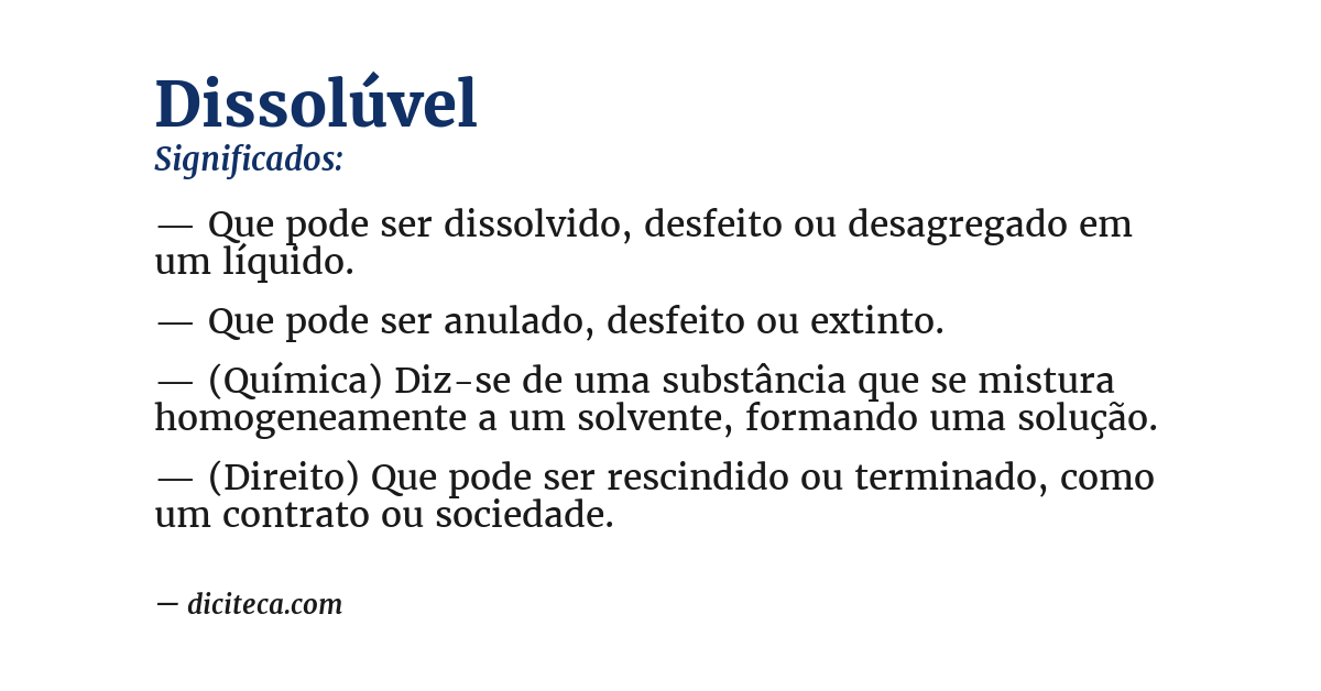 Significado de dissolúvel