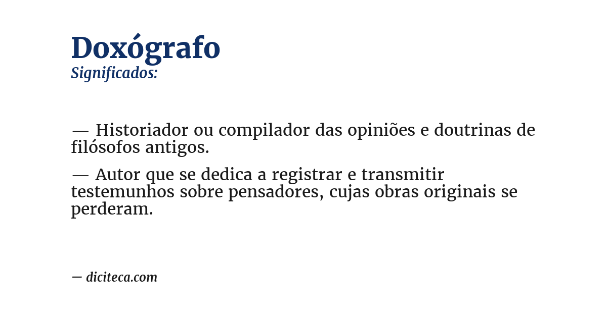 Significado de doxógrafo