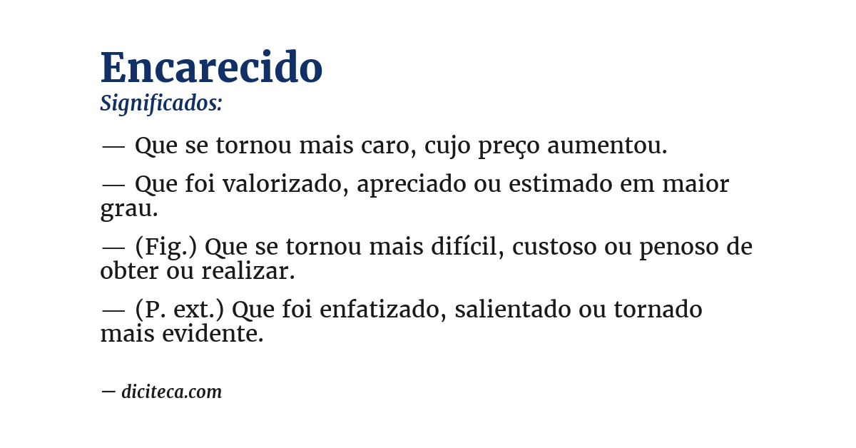 Significado de encarecido