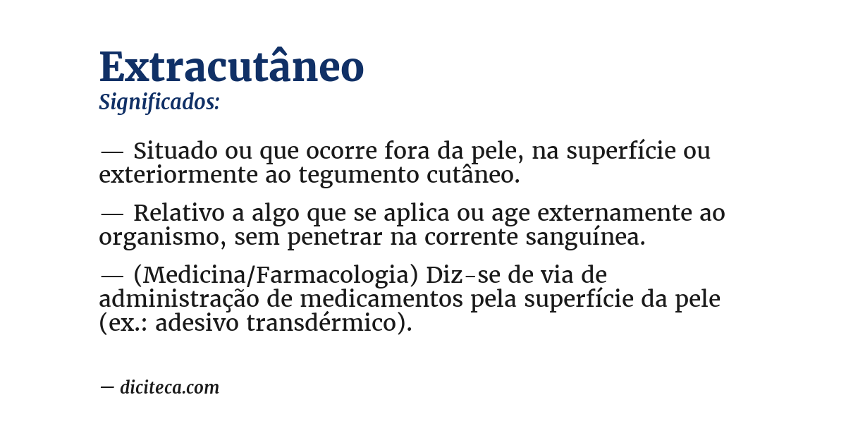Significado de extracutâneo