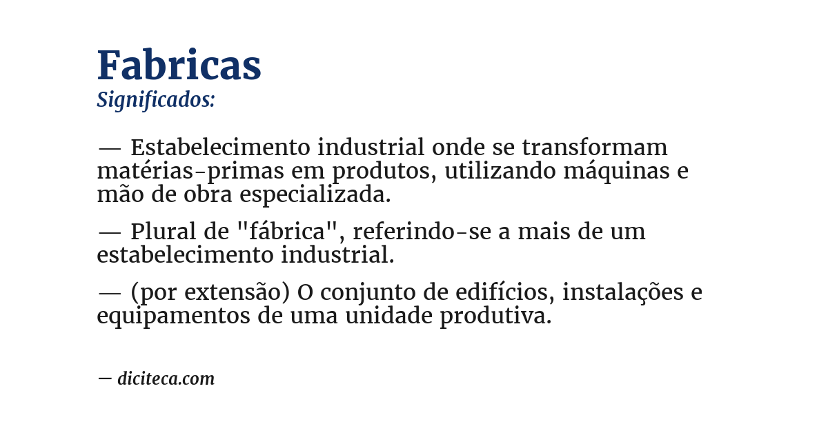 Significado de fabricas