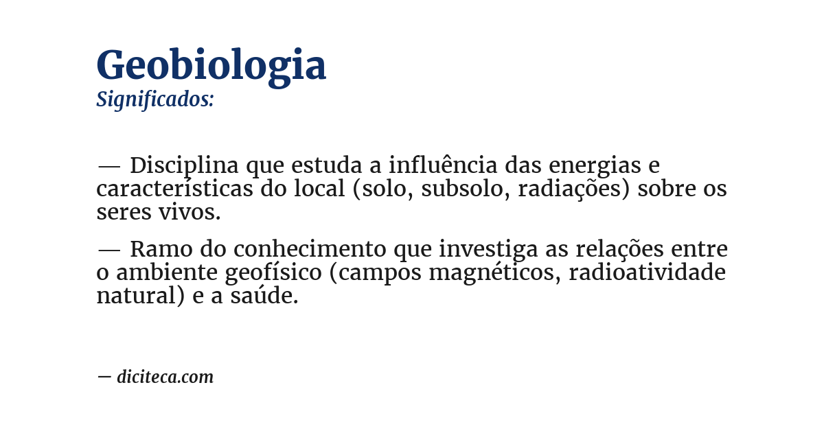 Significado de geobiologia