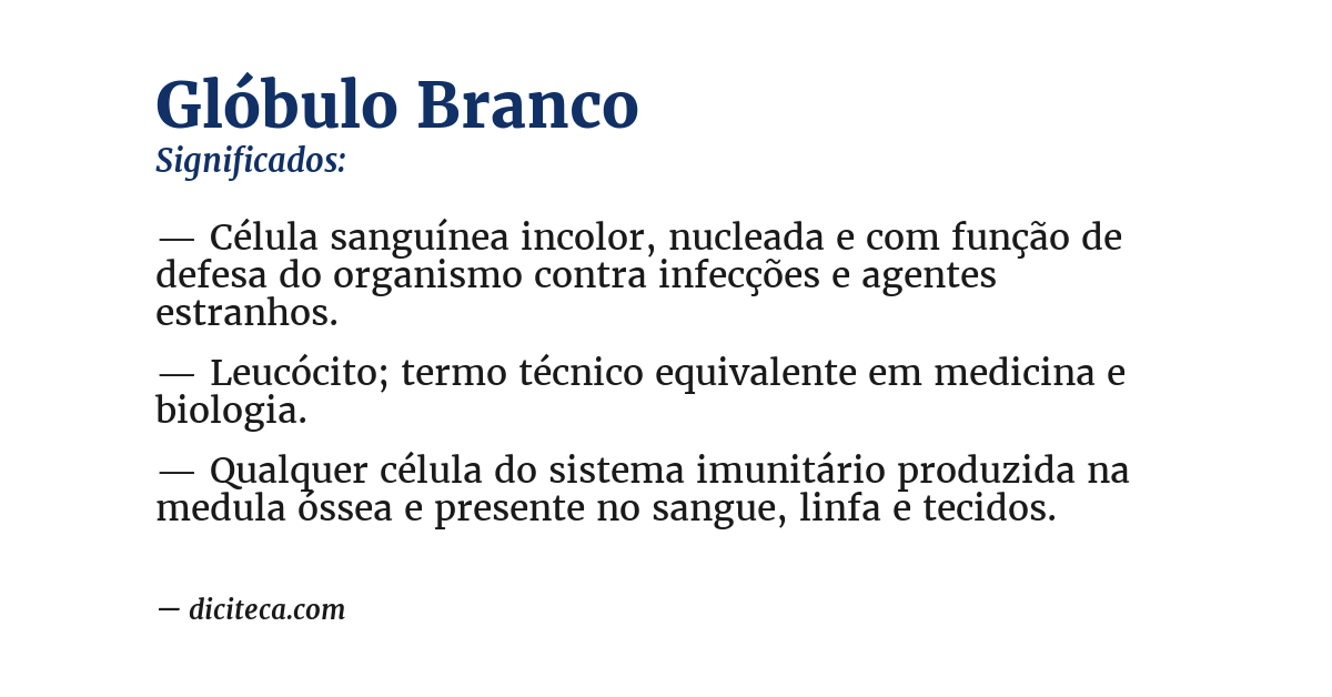 Significado de glóbulo branco