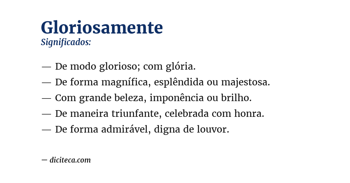 Significado de gloriosamente