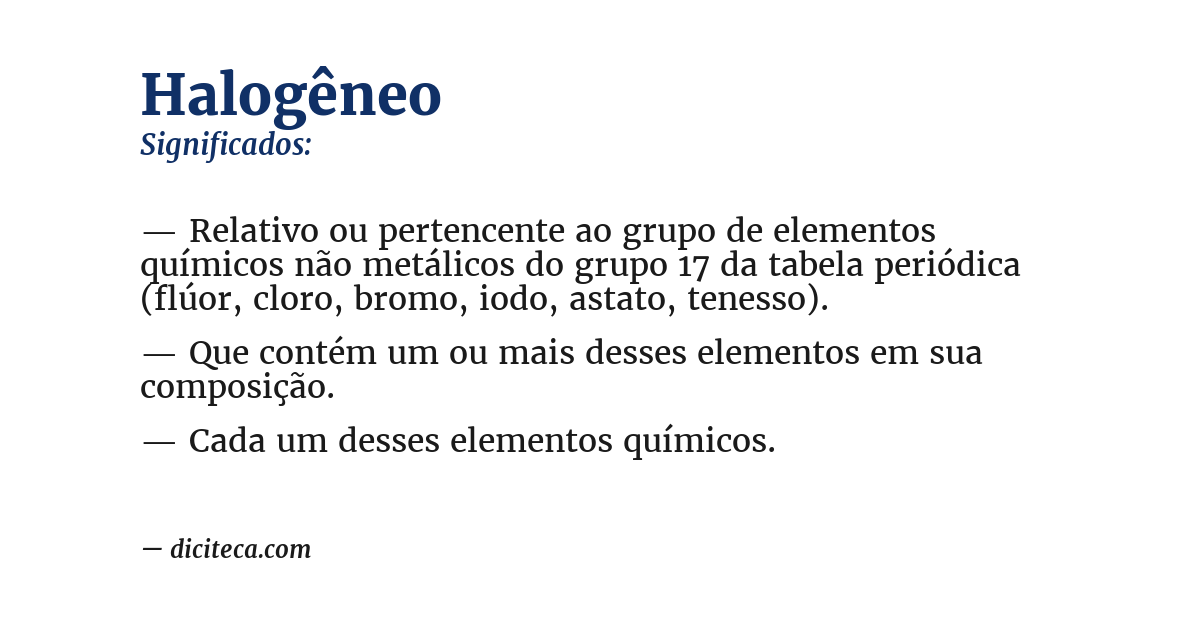 Significado de halogêneo