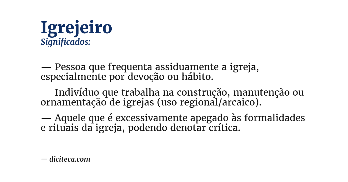 Significado de igrejeiro
