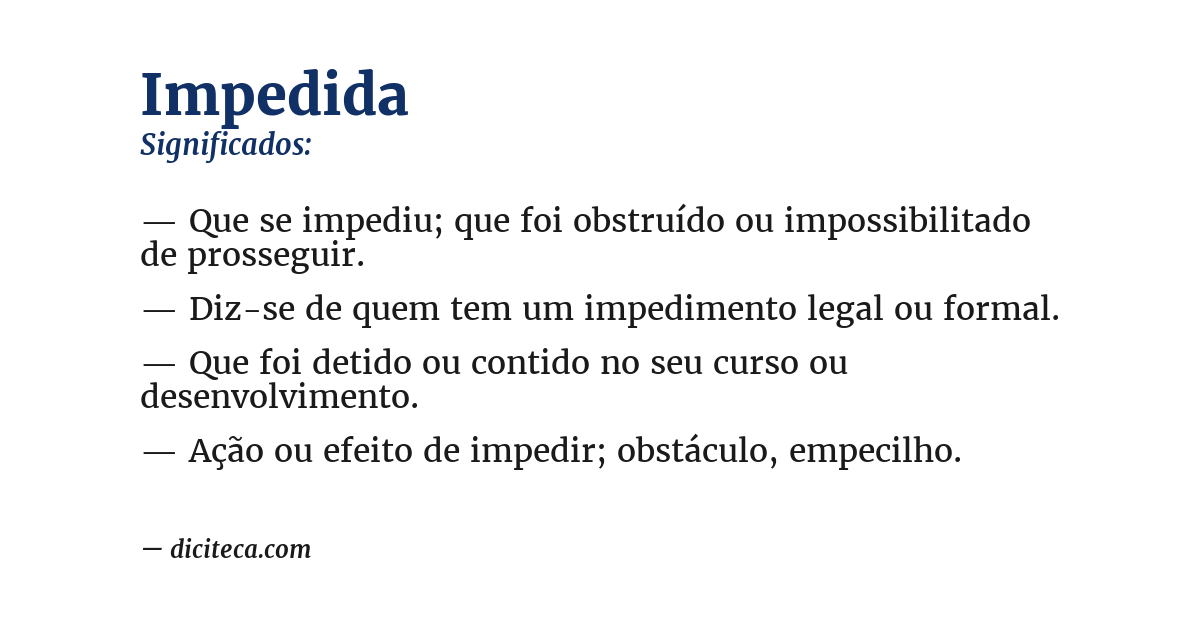 Significado de impedida