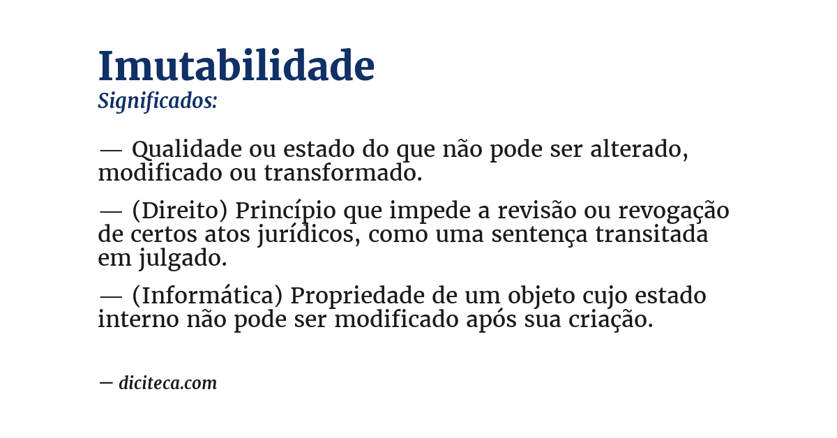 Significado de imutabilidade