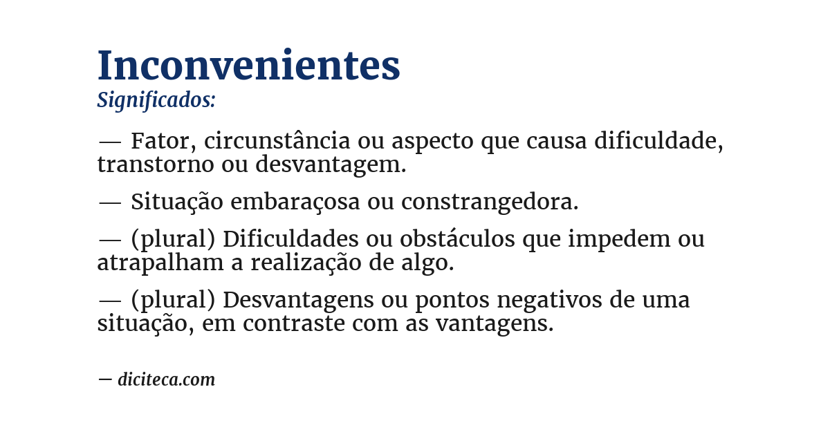 Significado de inconvenientes