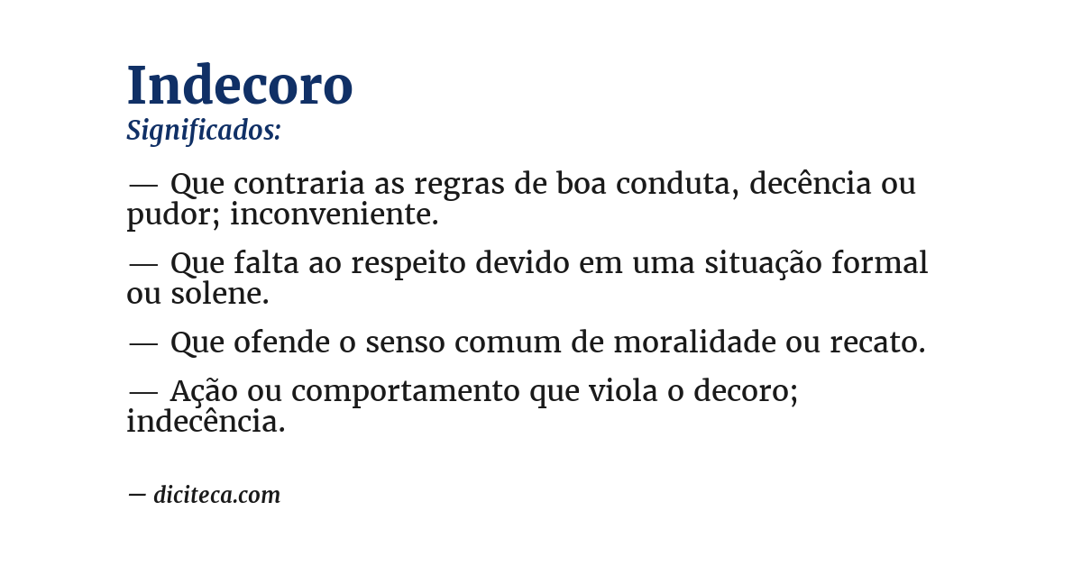 Significado de indecoro