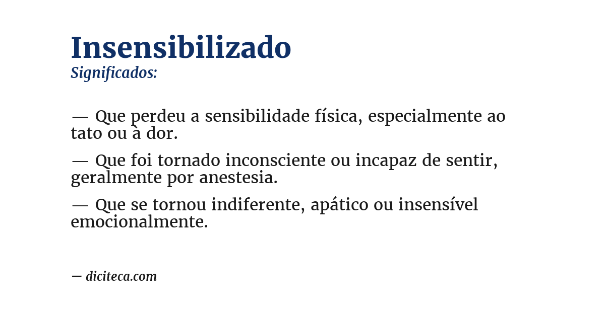 Significado de insensibilizado