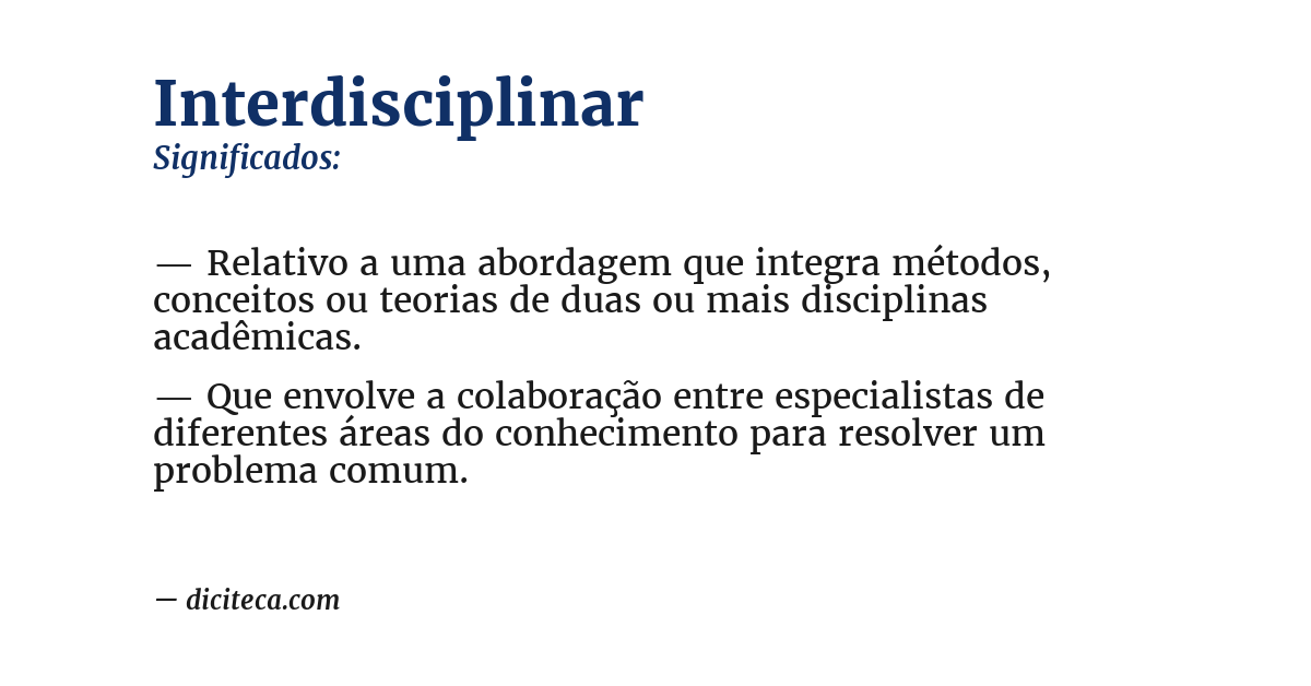 Significado de interdisciplinar