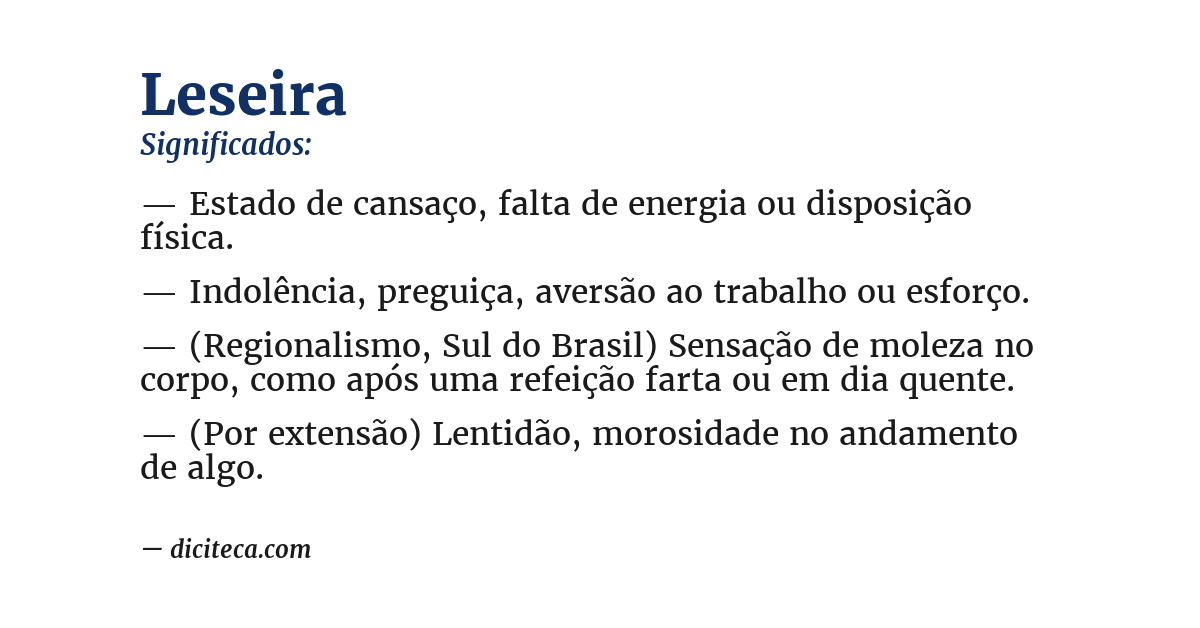 Significado de leseira